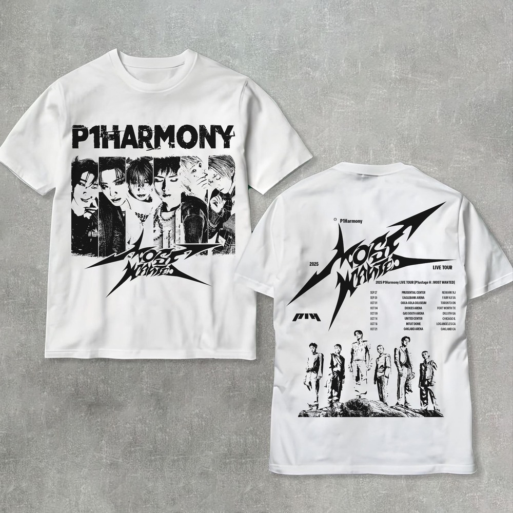 Retro P1Harmony Shirt, P1Harmony 2025 Most Wanted Tour Shirt 2 Sided
